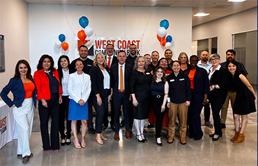 Photo of West Coast Community Bankers in the lobby of the new branch at 10 Almaden Boulevard, Suite 150, in downtown San Jose.